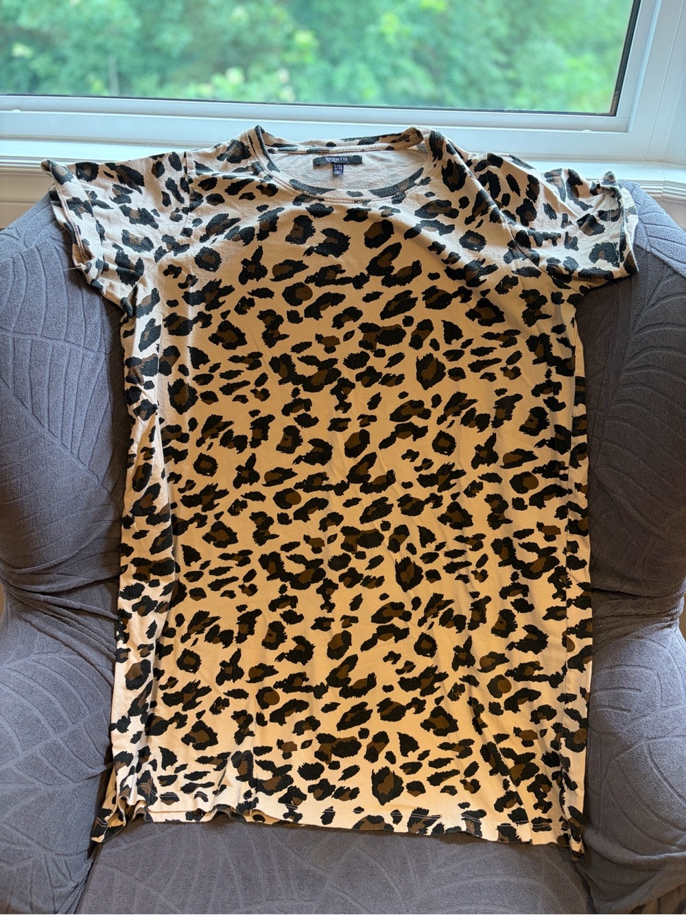 Brunette the Label Leopard Print Short Sleeve Tee - Tan & Black - L/XL